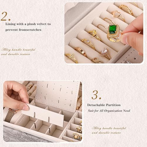 TOFUNTOY Jewelry Organizer Box, Large Jewelry Boxes for Women, 3-Layer