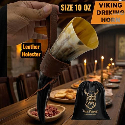 Drinking Horn — 10-12 Inch Viking Gifts for Men & Women | With Thor