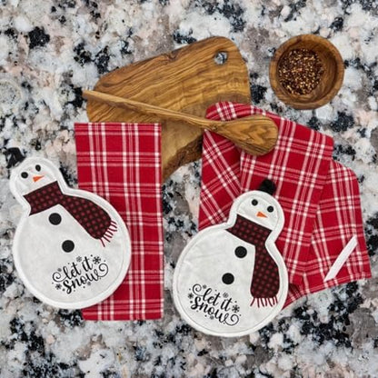 Christmas Holiday Kitchen Pot Holder Oven Mitt & Towels, 4 PCs, 100%