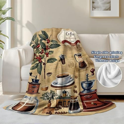 Coffee Gifts Throw Blankets for Women Men, Coffee Lovers Birthday