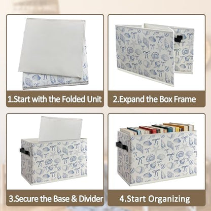 Blue Preppy Beach Seashell Foldable Storage Bins Box with Handles