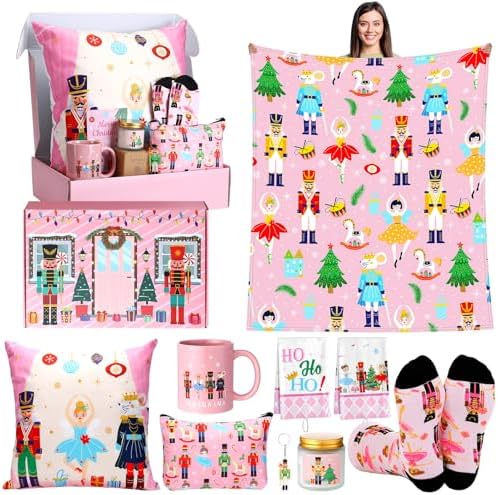 Geyoga 10 Pcs Pink Nutcracker Ballet Gifts Set Blanket Mug Socks