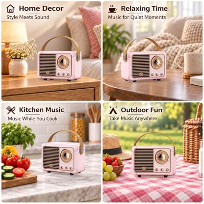 Dosmix Retro Bluetooth Speaker, Vintage Mini Decor Gift for Women Girl