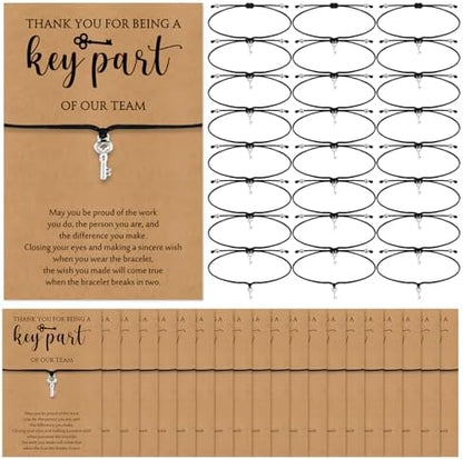 Huquary 25 Set Team Employee Appreciation Gifts Thank You Key Bracelet