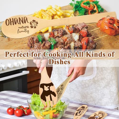 Leo and Stitc Wooden Cooking Spoons Set of 5 Burned Spatula Kitchen