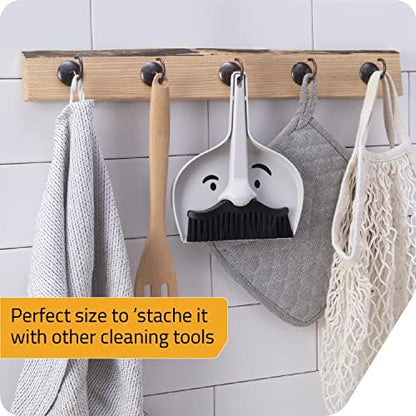 Peleg Design Dustache Small Dustpan and Brush Set, Mini Broom and