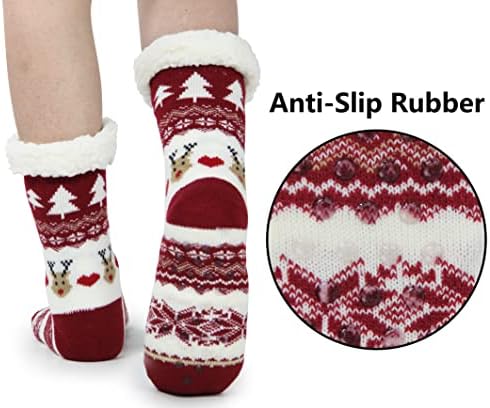BenSorts Women Winter Thick Slipper Socks with Grippers Warm Fuzzy