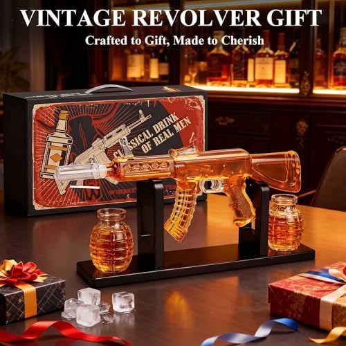 Gun Decanter, AK47 Whiskey Decanter Sets for Men, 25oz Capacity Gun