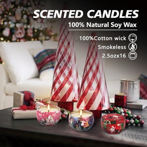 16Pack Christmas Scented Candles Gift- Aromatherapy Candle-Soy