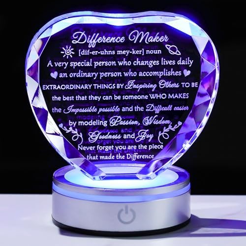 Difference Maker Crystal Plaque with LED Base - Unique Appreciation