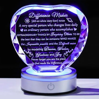 Difference Maker Crystal Plaque with LED Base - Unique Appreciation