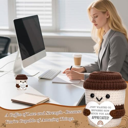 Mini Appreciation Office Gift for Women Men Coworkers Crochet Coffee