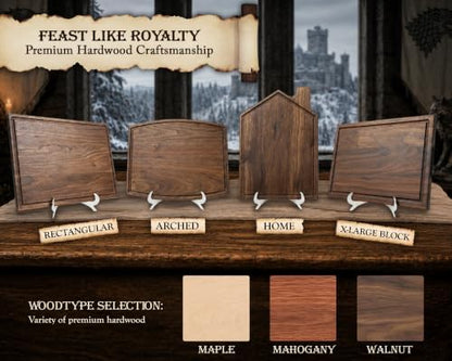 Personalized Direwolf Crest Cutting Board, Custom Engraved with Family