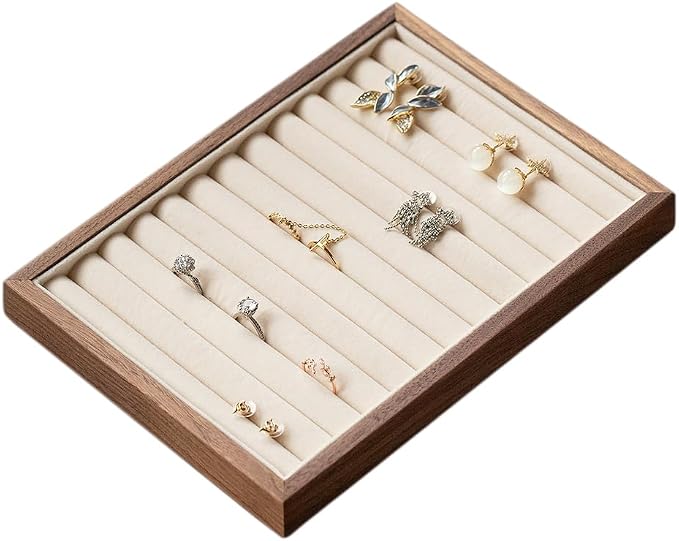 Black Walnut & Velvet Jewelry Tray - Field & Blessing