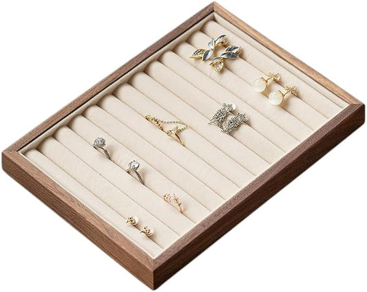 Black Walnut & Velvet Jewelry Tray - Field & Blessing