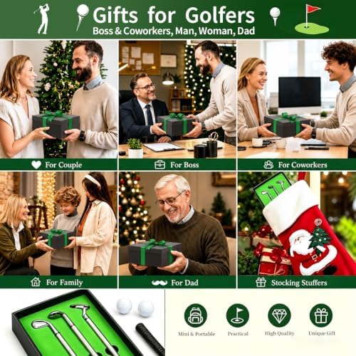 SANTA CASA Golf Pen Set, Mini Desktop Golf Putting Green Game