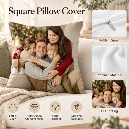 JoyBurst Custom Pillow Cover with Picture Text - USA Made Custom