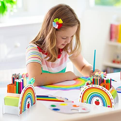 Funrous Wooden Rainbow Pencil Holder Cute Desk Pencil Organizer