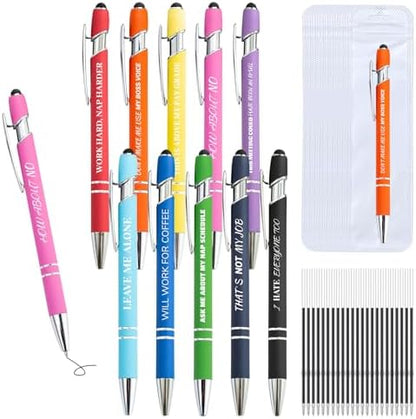 30 Pcs Funny Sarcastic Pens - 10 Set Ballpoint Pens with Refills &