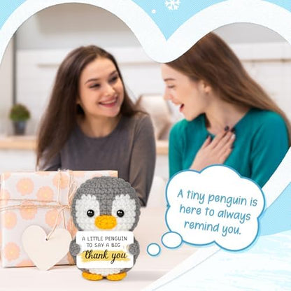 Thank You Gifts for Women Men - Cute Handmade Positive Crochet Penguin