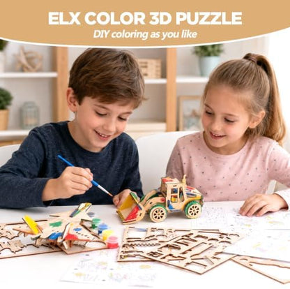 ELX 3D Wooden Puzzles for Kids, Vehicles & Machinery Assembly Model
