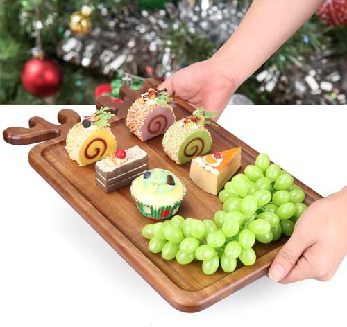 Renawe Large Acacia Wood Platter for Christmas Charcuterie Board