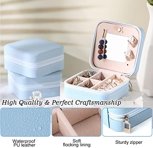 Hillban Bridesmaid Gifts Jewelry Box with Mirror, PU Leather Small