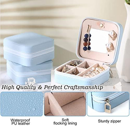 Hillban Bridesmaid Gifts Jewelry Box with Mirror, PU Leather Small