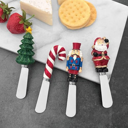 Supreme Housewares Tis the Season Cheese Spreaders, Hand-Painted Resin