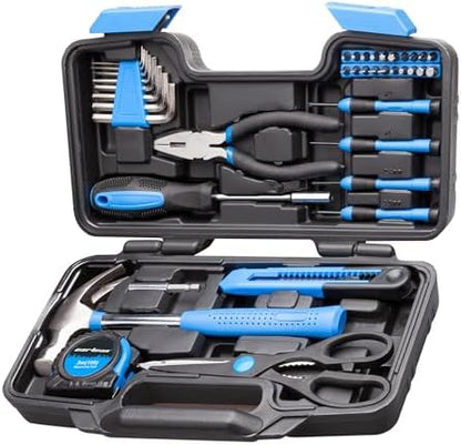 CARTMAN 39-Piece Household Tool Set, Blue Hand Kit With Storage Case
