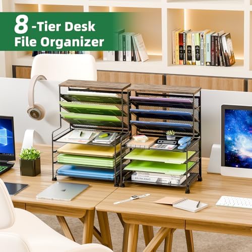 Simple Trending 7 Tier Desk File Organizer, 2 Pack Letter Tray Paper