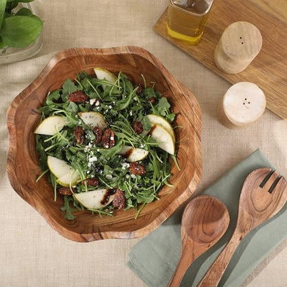 Gibson Home Sandhurst 3-Piece Acacia Wood Salad Bowl Set – 12-Inch