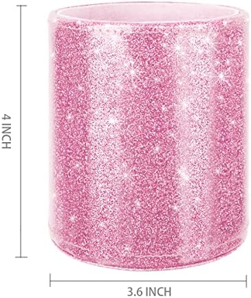 Glitter Pen Holder for Desk, Cute Pencil Cup Pink for Women Girls