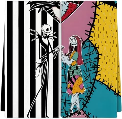 2Pcs Halloween Kitchen Towels Nightmare Before Holiday Christmas Decor
