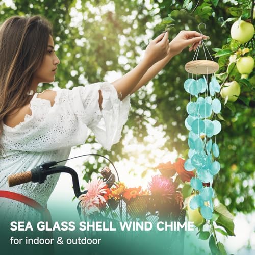 Capiz Sea Shell Wind Chimes, Outdoor Memorial Garden Porch Decor