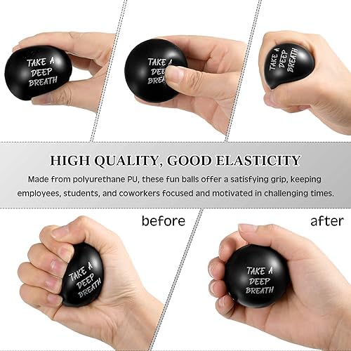 Yeaqee 30 Set Motivational Balls Bulk for Adults Relief Gifts, Black