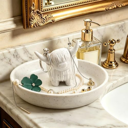 Highland Cow Ring Holder Jewelry Dish Gifts for Women Home Desk Decor