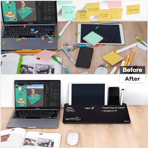 Varhomax Desktop Whiteboard with Storage, Desk Organizer Dry Erase