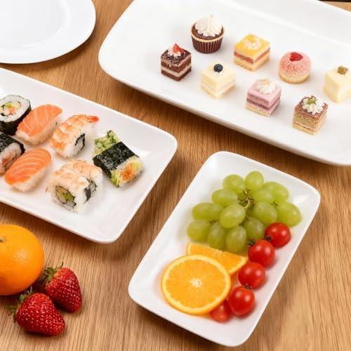 3 Pack Serving Platter Set, Rectangular, White, 8 9.6 13 Inch