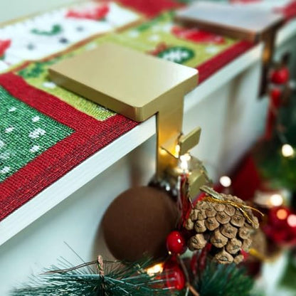 4 Pcs Gold Garland Hangers for Mantle, 2 in 1 Mantle Weighted