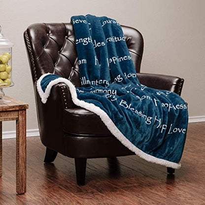 Chanasya Premium Harmony Inspirational Words Faux Fur Throw Blanket