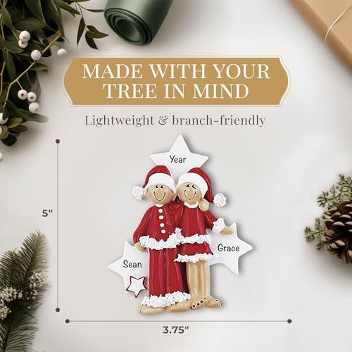 Personalized Couple Ornament 2026, Couple in Santa Suits