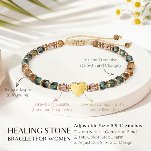Inspirational Gifts Bracelets for Women, Healing Natural Stone