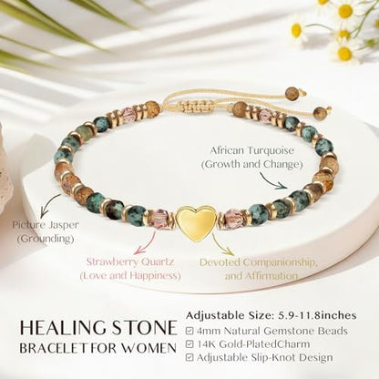 Inspirational Gifts Bracelets for Women, Healing Natural Stone