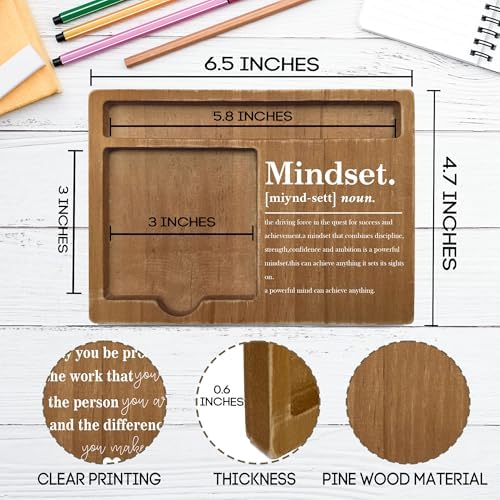 Wooden Desk Note Pen Holder, Inspirational Mindset Office Desk Decor