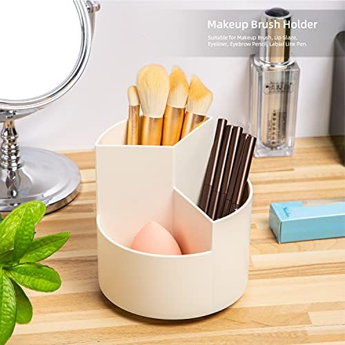 Desk Pencil Pen Holder, 3 Slots 360-Degree Spinning Organizers