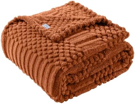 Rust Throw Blanket - Soft & Fluffy Fleece, Cute & Aesthetic, Perfect