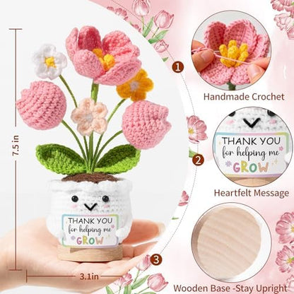 Emotional Support Crochet Positive Tulip Flower Appreciation Gift for