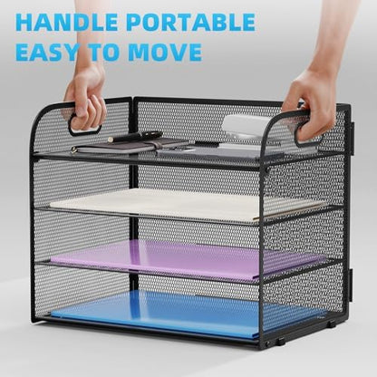 Marbrasse 4 Tier Paper Organizer Letter Tray - Mesh Desk File