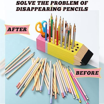 Kisston Teacher Appreciation Gift Wooden Pen and Pencil Cup Holder